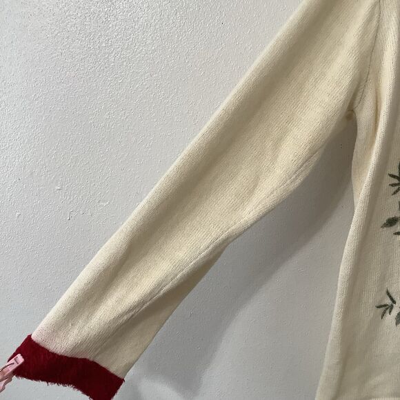 Vintage Y2K Cream Cardinal Cottagecore Cozycore Granny Knitted Cardigan XL - Picture 4 of 11